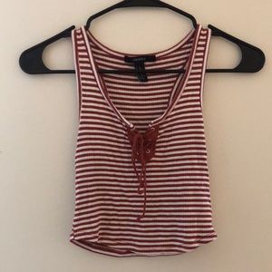 Striped Tie-Up Crop Tank Top